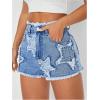 imageMakeMeChic Womens Denim Shorts Star Distressed Trim Straight Leg High Waist Jean ShortsMedium Wash