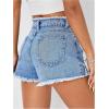 imageMakeMeChic Womens Denim Shorts Star Distressed Trim Straight Leg High Waist Jean ShortsMedium Wash