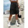 imageMakeMeChic Womens Drawstring Elastic Waist Loose Wide Leg Cargo Bermuda Shorts with PocketBlack