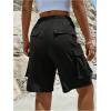 imageMakeMeChic Womens Drawstring Elastic Waist Loose Wide Leg Cargo Bermuda Shorts with PocketBlack