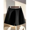 imageMakeMeChic Womens Dressy Shorts Pleated Work Office Dressy Wide Leg Business Shorts Without BeltBlack
