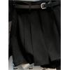 imageMakeMeChic Womens Dressy Shorts Pleated Work Office Dressy Wide Leg Business Shorts Without BeltBlack