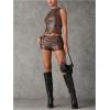 imageMakeMeChic Womens Leather Shorts Fall Going Out Brown Micro Mini Shorts Low Waisted Y2k Hot Pants Concert OutfitsBrown
