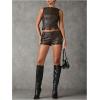 imageMakeMeChic Womens Leather Shorts Fall Going Out Brown Micro Mini Shorts Low Waisted Y2k Hot Pants Concert OutfitsCoffee Brown
