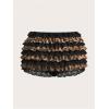 imageMakeMeChic Womens Leopard Print Lace Bubble Shorts Ruffle Tiered Y2K BloomersMulticolor