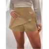 imageMakeMeChic Womens Plus Size Bow Skort Rhinestone Sparkly Shorts Wrap Front Work Office ShortsApricot