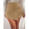 imageMakeMeChic Womens Plus Size Bow Skort Rhinestone Sparkly Shorts Wrap Front Work Office ShortsApricot