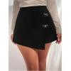imageMakeMeChic Womens Plus Size Bow Skort Rhinestone Sparkly Shorts Wrap Front Work Office ShortsBlack