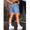 imageMakeMeChic Womens Ripped Raw Trim Jean Shorts Drop Waist Casual Bermuda Denim ShortsBlue a