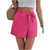 imageMakeMeChic Womens Bow Knot Skorts Wrap Front Wide Leg High Waisted Summer ShortsHot Pink