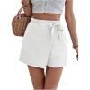 imageMakeMeChic Womens Bow Knot Skorts Wrap Front Wide Leg High Waisted Summer ShortsWhite