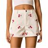 imageMakeMeChic Womens Cherry Shorts Straight Leg Summer Shorts with PocketWhite