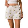 imageMakeMeChic Womens Cherry Shorts Straight Leg Summer Shorts with PocketWhite B