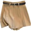 imageMakeMeChic Womens Dressy Shorts Pleated Work Office Dressy Wide Leg Business Shorts Without BeltKhaki