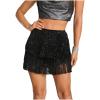 imageMakeMeChic Womens Fringe Layered Sequin Mini Shorts High Waisted Party Y2K SkortsBlack