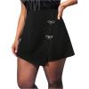 imageMakeMeChic Womens Plus Size Bow Skort Rhinestone Sparkly Shorts Wrap Front Work Office ShortsBlack