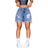 imageMakeMeChic Womens Ripped Raw Trim Jean Shorts Drop Waist Casual Bermuda Denim ShortsBlue a
