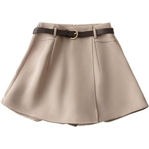 imageMakeMeChic Womens Belted Wide Leg Shorts Zip Back Summer Office Elegant Old Money SkortsKhaki