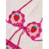 imageMakeMeChic Womens Crochet Knit Cover Up Set Strawberry Halter Bikini Top and Thong Swimsuit SetMulticolor