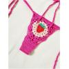 imageMakeMeChic Womens Crochet Knit Cover Up Set Strawberry Halter Bikini Top and Thong Swimsuit SetMulticolor