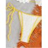 imageMakeMeChic Womens Crochet Knit Cover Up Set Strawberry Halter Bikini Top and Thong Swimsuit SetWhite and Yellow