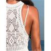 imageMakeMeChic Womens Crochet Sheer Halter Cover Up Dress Sleeveless Split Thigh Beach DressesWhite