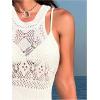 imageMakeMeChic Womens Crochet Sheer Halter Cover Up Dress Sleeveless Split Thigh Beach DressesWhite