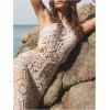 imageMakeMeChic Womens Floral Crochet Swimsuit Cover Up Halter Tie Back Summer Beach DressWhite