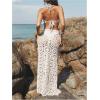 imageMakeMeChic Womens Floral Crochet Swimsuit Cover Up Halter Tie Back Summer Beach DressWhite