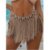imageMakeMeChic Womens Fringe Skirt Cover Ups Tie Side Swimwear Beach Mini SkirtsKhaki