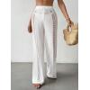 imageMakeMeChic Womens Hollow Out Crochet Cover Up Pants See Through Cover Ups Swimwear Beach Pants