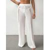 imageMakeMeChic Womens Hollow Out Crochet Cover Up Pants See Through Cover Ups Swimwear Beach Pants