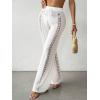 imageMakeMeChic Womens Hollow Out Crochet Cover Up Pants See Through Cover Ups Swimwear Beach Pants