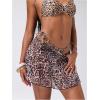 imageMakeMeChic Womens Leopard Print Lettuce Trim Bikini Cover Up Mesh Sheer Beach Mini SkirtMulticolor
