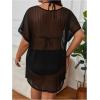 imageMakeMeChic Womens Plus Size Bikini Cover Up Crew Neck Half Sleeve Sheer Beach DressesBlack