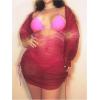 imageMakeMeChic Womens Plus Size Cover Up Dress Sheer Long Sleeve Drawstring Beach Mini DressesHot Pink