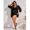 imageMakeMeChic Womens Plus Size Swimsuit Crochet Cover Up Bathing Suit Beach DressBlack