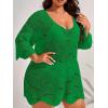imageMakeMeChic Womens Plus Size Swimsuit Crochet Cover Up Bathing Suit Beach DressOlive Green