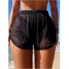 imageMakeMeChic Womens Sheer Mesh Cover Ups High Waist Swimsuit Beach Shorts CoverupBlack