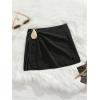 imageMakeMeChic Womens Swim Beach Cover Ups Knit Mini Skirt for Bathing Suit SwimwearBlack