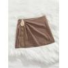 imageMakeMeChic Womens Swim Beach Cover Ups Knit Mini Skirt for Bathing Suit SwimwearBrown