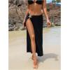 imageMakeMeChic Womens Swim Beach Cover Ups Split Thigh Starfish Midi Skirt Bathing SuitBlack