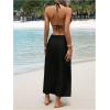 imageMakeMeChic Womens Swim Beach Cover Ups Split Thigh Starfish Midi Skirt Bathing SuitBlack