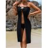 imageMakeMeChic Womens Swim Beach Cover Ups Split Thigh Starfish Midi Skirt Bathing SuitBlack