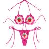 imageMakeMeChic Womens Crochet Knit Cover Up Set Strawberry Halter Bikini Top and Thong Swimsuit SetMulticolor