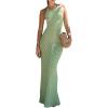 imageMakeMeChic Womens Hollow Out Cover Up Dress Tie Backless Halter Neck Sleeveless Beach Swimsuit Maxi DressesGreen