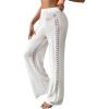 imageMakeMeChic Womens Hollow Out Crochet Cover Up Pants See Through Cover Ups Swimwear Beach Pants