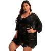 imageMakeMeChic Womens Plus Size Swimsuit Crochet Cover Up Bathing Suit Beach DressBlack