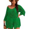 imageMakeMeChic Womens Plus Size Swimsuit Crochet Cover Up Bathing Suit Beach DressOlive Green