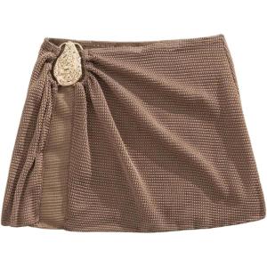 imageMakeMeChic Womens Swim Beach Cover Ups Knit Mini Skirt for Bathing Suit SwimwearBrown
